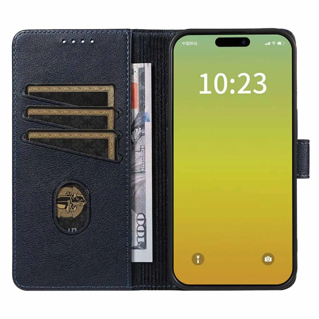 iPhone 16 Pro PU Leather Wallet Case Blue